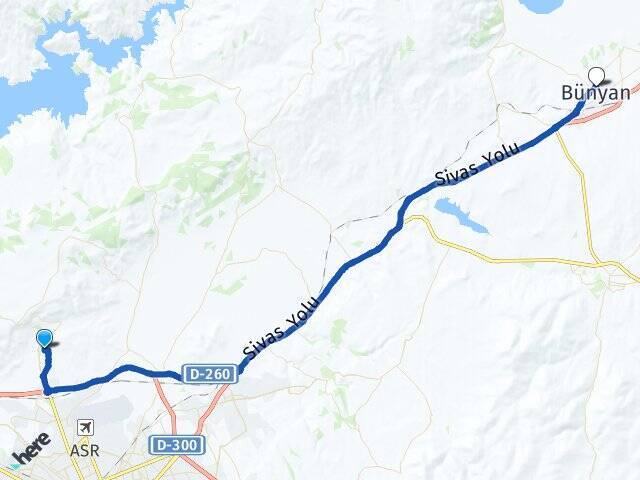 Erkilet Bünyan Arası Kaç Km - Yol Tarifi