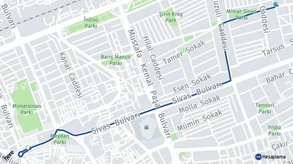Mimarsinan Kayseri Arası Kaç Km - Yol Tarifi