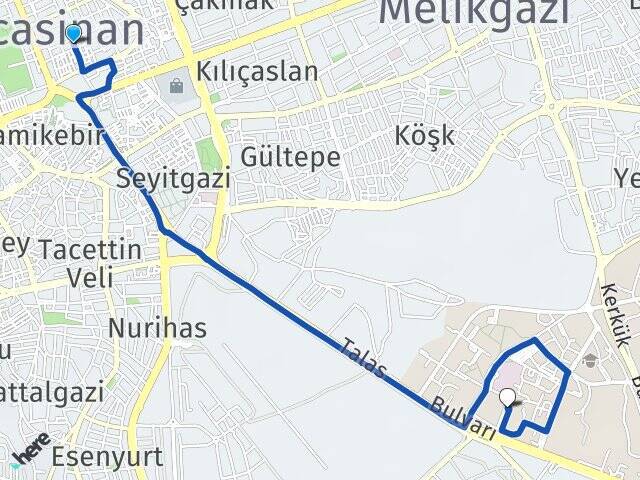 Sahabiye Erciyes Üniversitesi Arası Kaç Km - Yol Tarifi