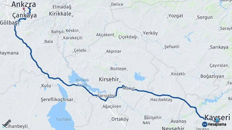 Kayseri Mamak Arası Kaç Km - Yol Tarifi