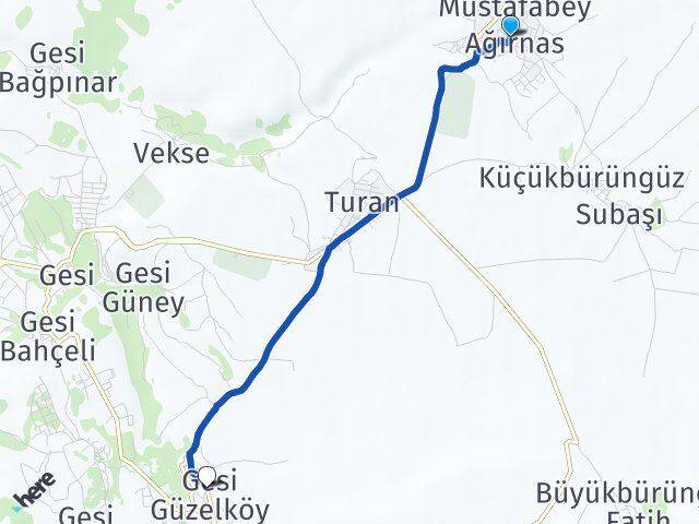 Ağırnas Güzelköy Arası Kaç Km - Yol Tarifi