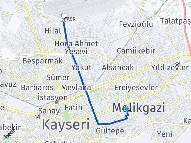 Alpaslan Erkilet Havalimanı Arası Kaç Km - Yol Tarifi