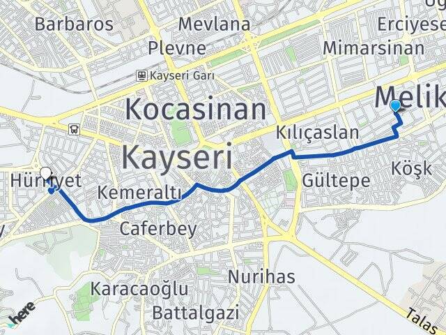 Alpaslan Melikgazi Arası Kaç Km - Yol Tarifi