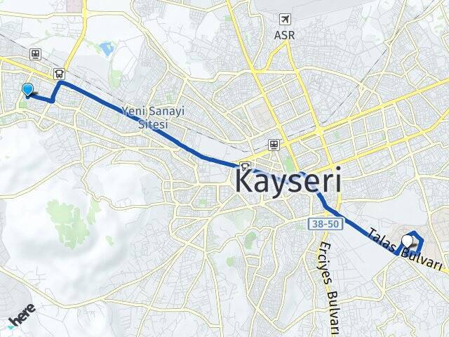 Anafartalar Erciyes Üniversitesi Arası Kaç Km - Yol Tarifi