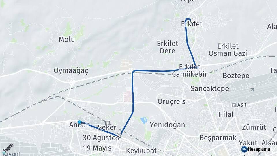 Anbar Erkilet Arası Kaç Km - Yol Tarifi