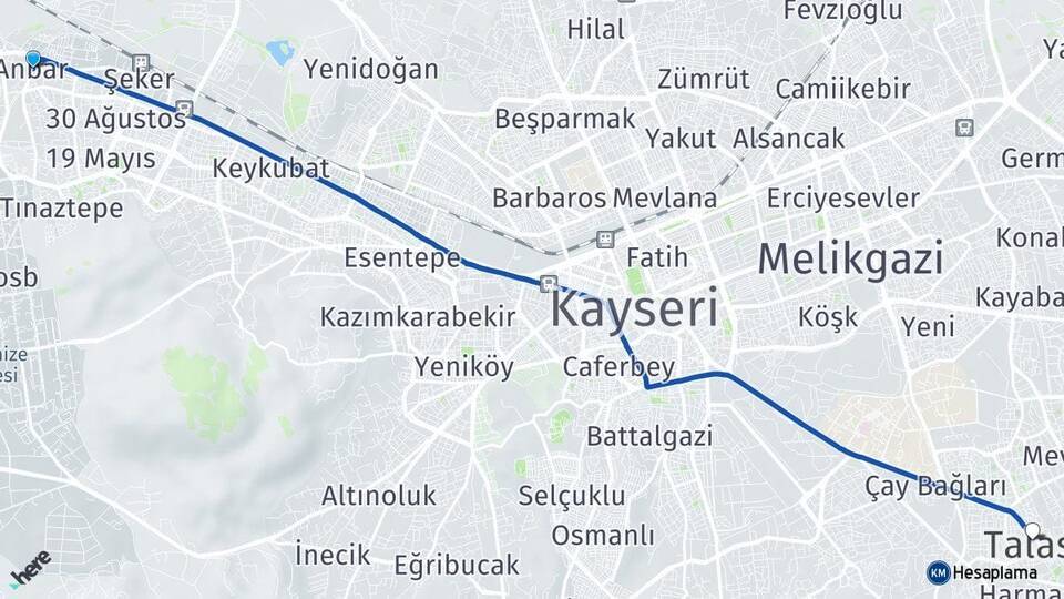 Anbar Talas Arası Kaç Km - Yol Tarifi