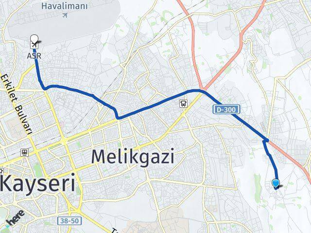 Tavlusun Erkilet Havalimanı Arası Kaç Km - Yol Tarifi
