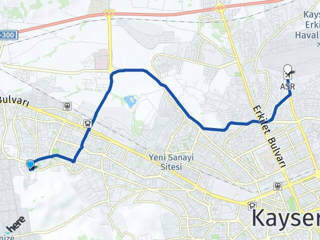 Tınaztepe Erkilet Havalimanı Arası Kaç Km - Yol Tarifi
