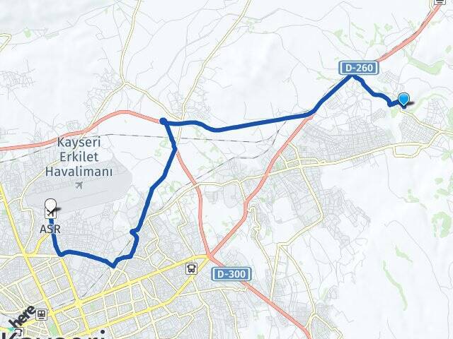 Yeşilyurt Erkilet Havalimanı Arası Kaç Km - Yol Tarifi