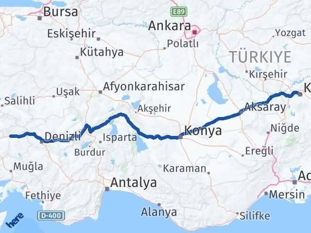 Kayseri Nazilli Aydın Arası Kaç Km - Yol Haritası