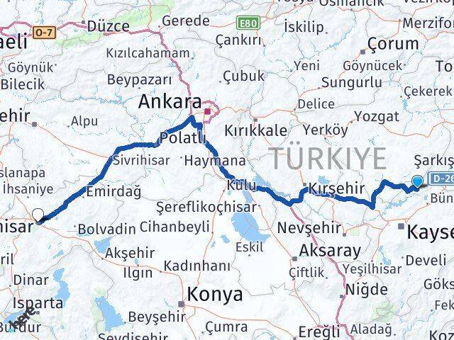 Özvatan Afyonkarahisar Arası Kaç Km - Yol Tarifi