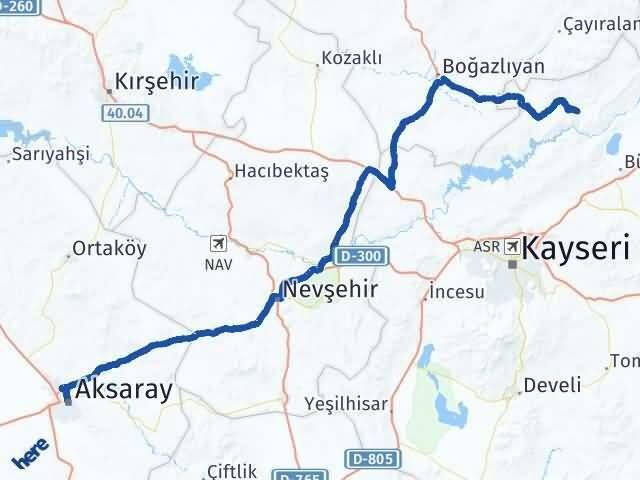 Kayseri Özvatan Aksaray Arası Kaç Km - Yol Haritası