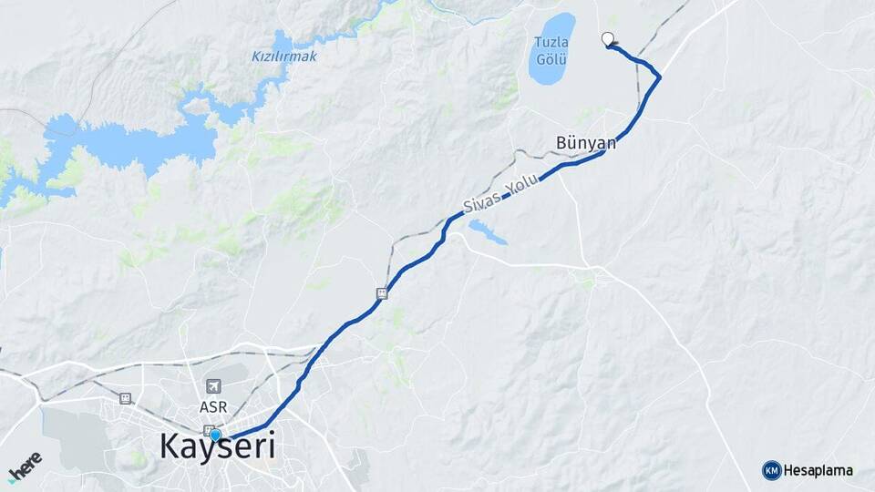 Kayseri Palas Sarıoğlan Arası Kaç Km - Yol Haritası