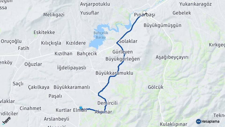 Elmalı Pınarbaşı Arası Kaç Km - Yol Tarifi