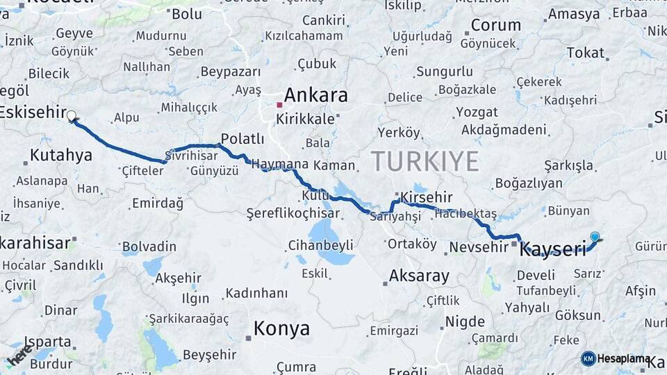 Pınarbaşı Eskişehir Arası Kaç Km - Yol Tarifi
