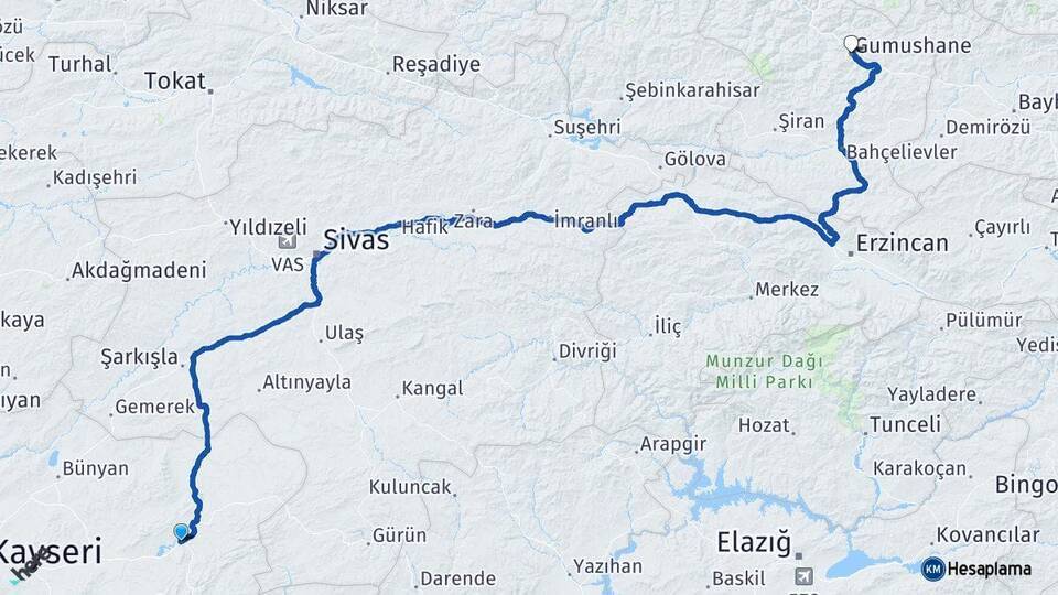 Pınarbaşı Gümüşhane Arası Kaç Km - Yol Tarifi