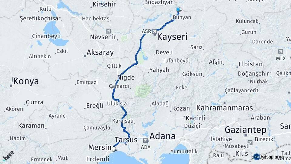 Sarıoğlan Mersin Arası Kaç Km - Yol Tarifi