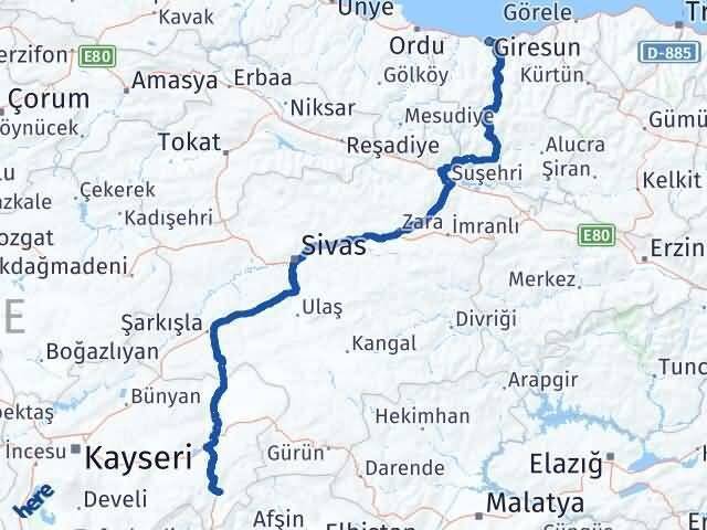 Sarız Giresun Arası Kaç Km - Yol Tarifi