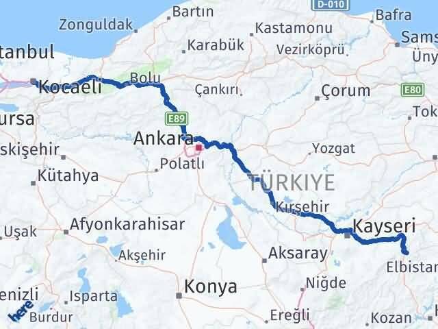 Kayseri Sarız Kocaeli Arası Kaç Km - Yol Haritası