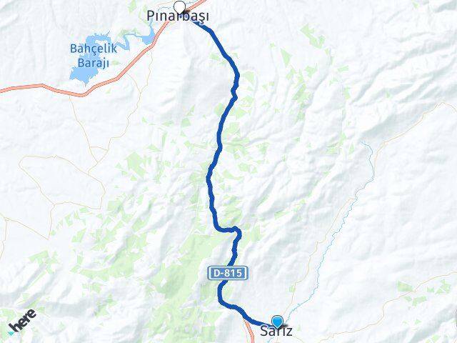 Kayseri Sarız Pınarbaşı Arası Kaç Km - Yol Haritası