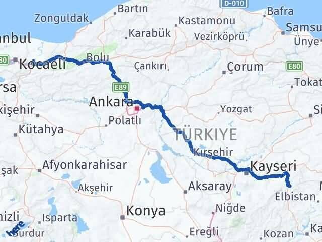 Kayseri Sarız Sakarya Arası Kaç Km - Yol Haritası