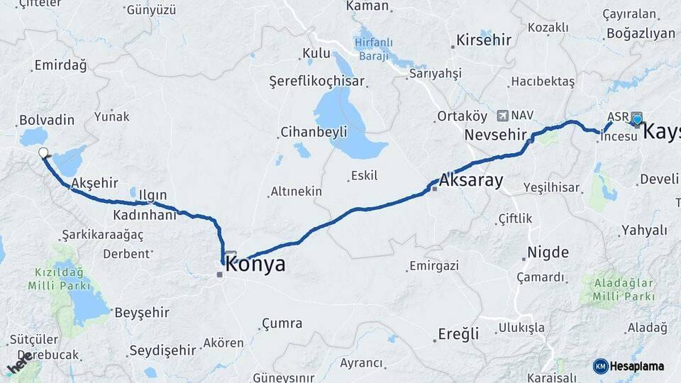 Kayseri Sultandağı Afyonkarahisar Arası Kaç Km - Yol Haritası