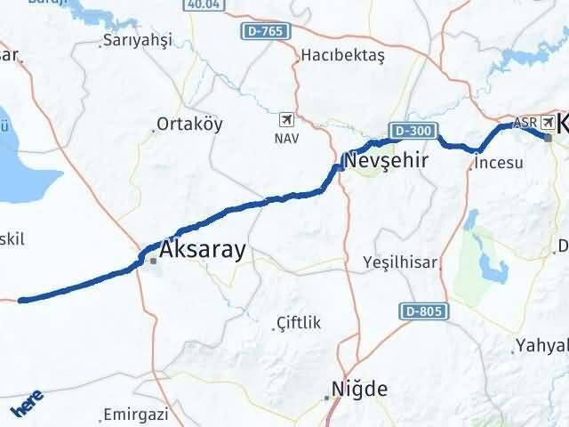 Kayseri Sultanhanı Aksaray Arası Kaç Km - Yol Haritası