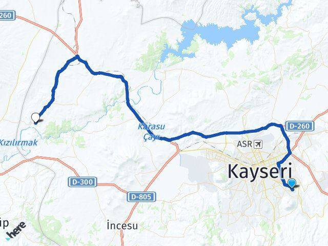 Kayseri Talas Bayramhacı Kocasinan Arası Kaç Km - Yol Haritası