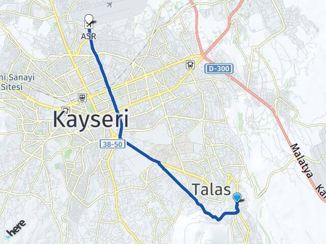Yukarı Erkilet Havalimanı Arası Kaç Km - Yol Tarifi