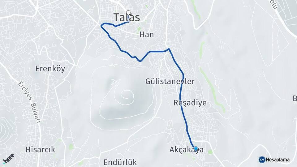 Zincidere Talas Arası Kaç Km - Yol Tarifi