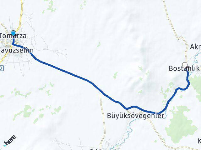 Kayseri Tomarza Bostanlık Tomarza Arası Kaç Km - Yol Haritası