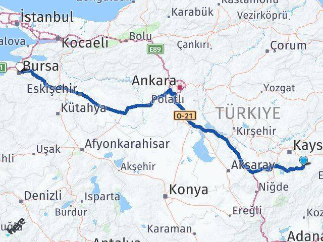 Tomarza Bursa Arası Kaç Km - Yol Tarifi