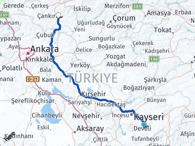 Tomarza Çankırı Arası Kaç Km - Yol Tarifi