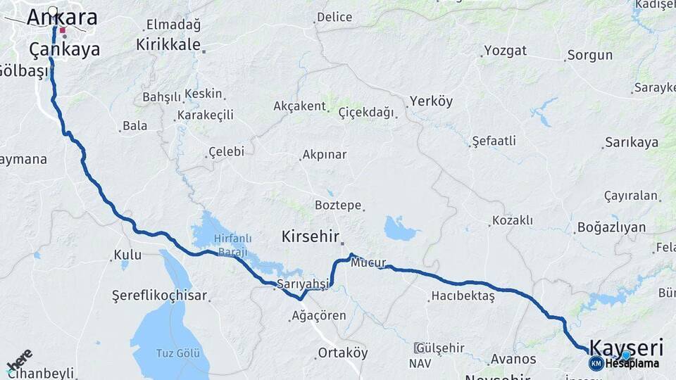 Kayseri Yenimahalle Arası Kaç Km - Yol Tarifi