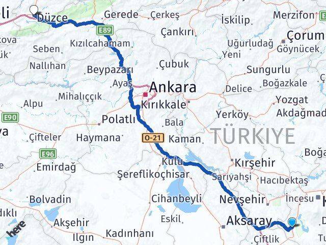 Kayseri Yeşilhisar Düzce Arası Kaç Km - Yol Haritası