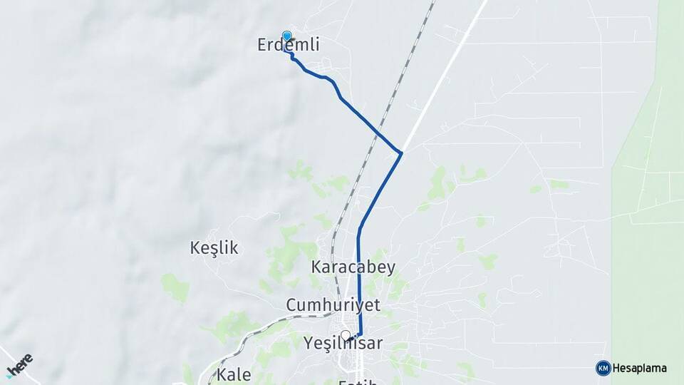 Erdemli Yeşilhisar Arası Kaç Km - Yol Tarifi