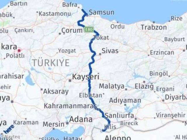 Kilis 19 Mayıs Samsun Arası Kaç Km - Yol Haritası
