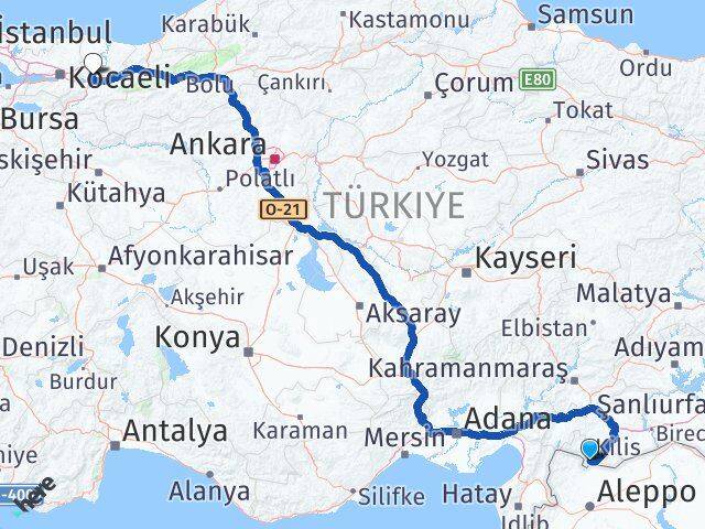 Kilis Adapazarı Sakarya Arası Kaç Km - Yol Haritası