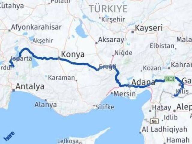 Kilis Ağlasun Burdur Arası Kaç Km - Yol Haritası