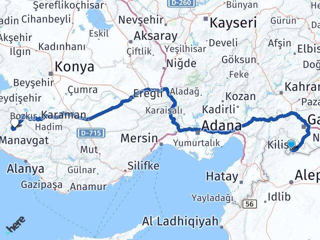 Kilis Akseki Antalya Arası Kaç Km - Yol Haritası