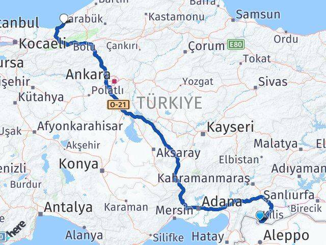 Kilis Alaplı Zonguldak Arası Kaç Km - Yol Haritası