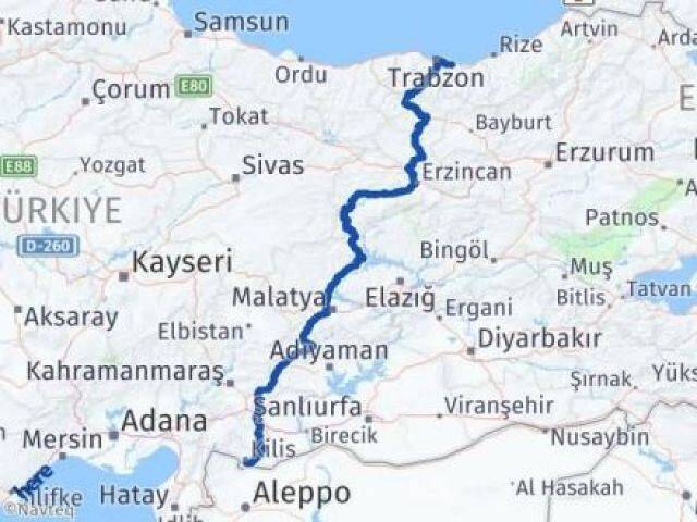 Kilis Arsin Trabzon Arası Kaç Km - Yol Haritası