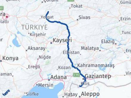 Kilis Aydıncık Yozgat Arası Kaç Km - Yol Haritası
