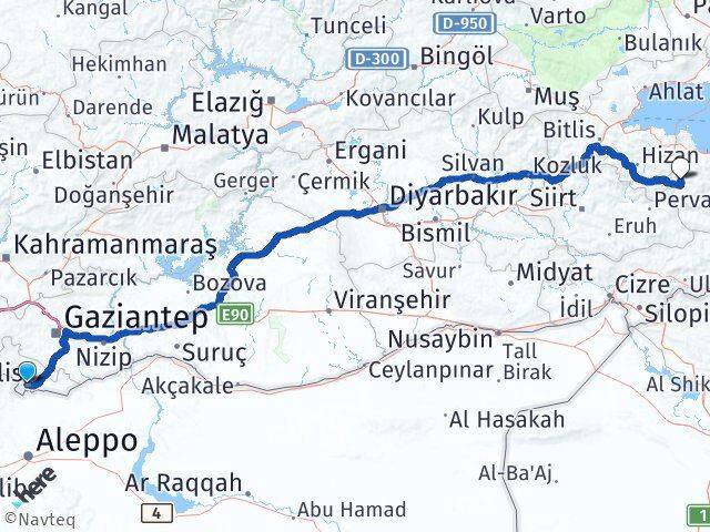 Kilis Bahçesaray Van Arası Kaç Km - Yol Haritası