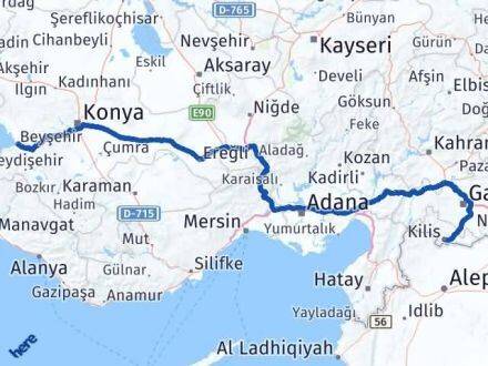 Kilis Beyşehir Konya Arası Kaç Km - Yol Haritası