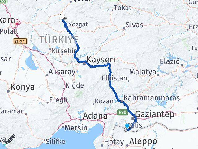 Kilis Boğazkale Çorum Arası Kaç Km - Yol Haritası