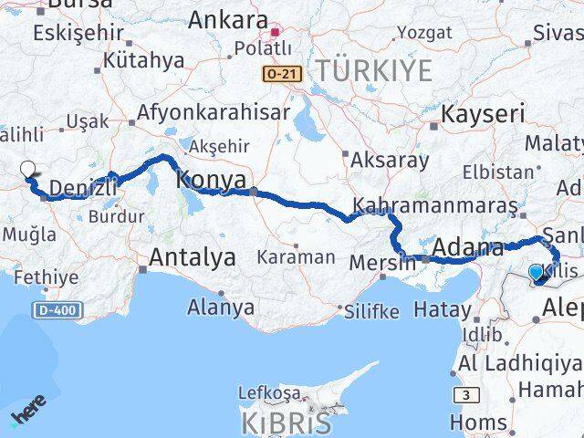 Kilis Buldan Denizli Arası Kaç Km - Yol Haritası