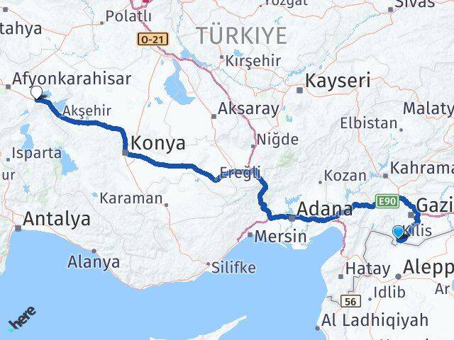 Kilis Çay Afyonkarahisar Arası Kaç Km - Yol Haritası