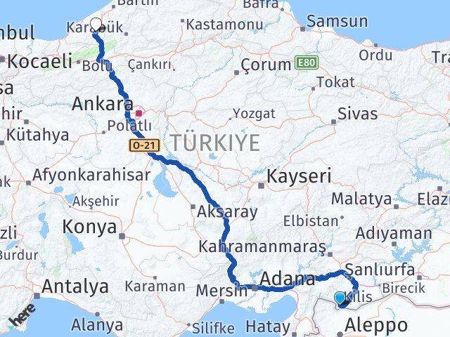 Kilis Devrek Zonguldak Arası Kaç Km - Yol Haritası