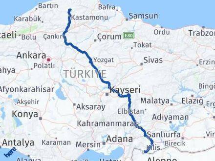 Kilis Devrekani Kastamonu Arası Kaç Km - Yol Haritası
